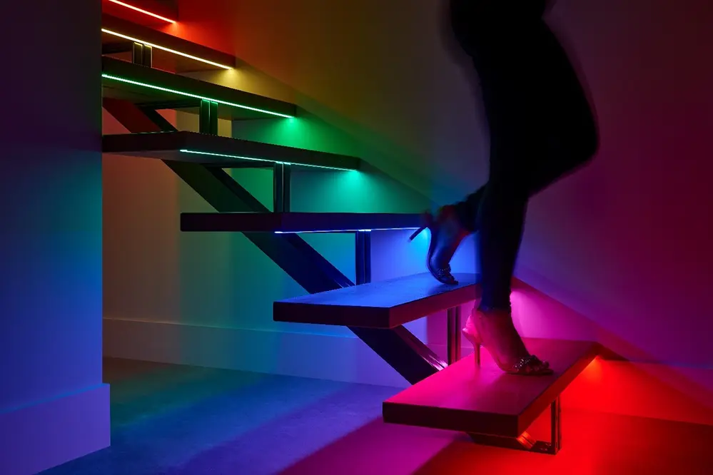 Artistic Statement Stair with Multicolor Strips