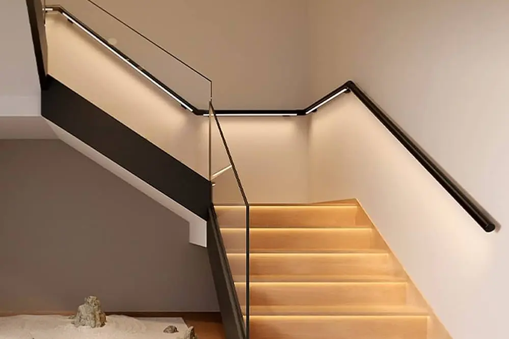 Enhance Stair Railings with LED Strip Lights