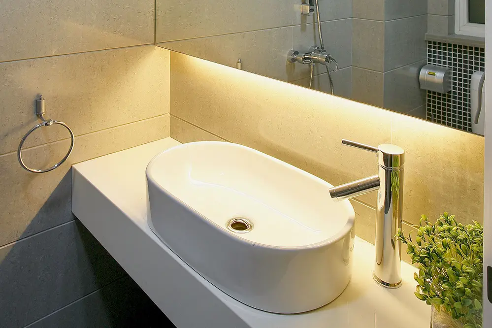 LED strips under bathroom cabinet