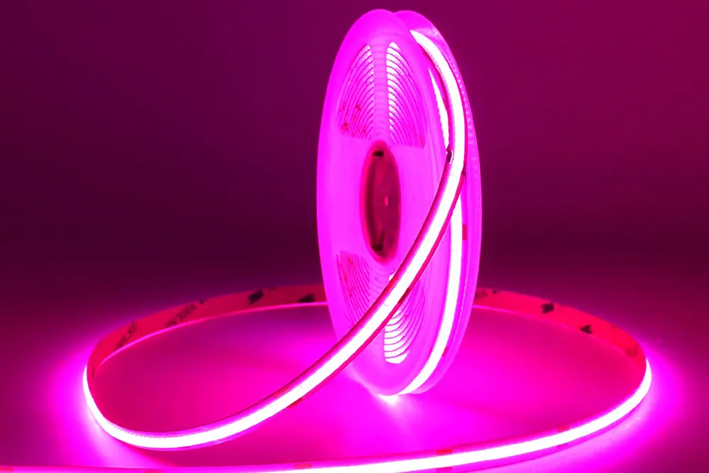 Pink on LED COB Strip Lights