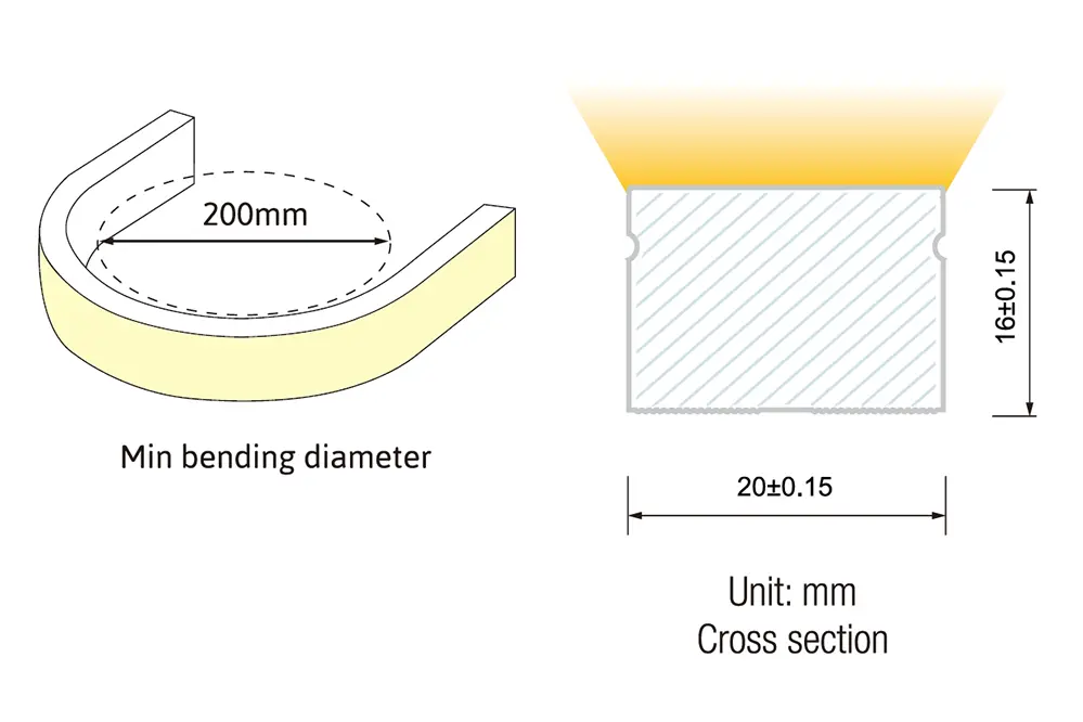 UTNS-TB2016 Top Bend LED Neon Strip