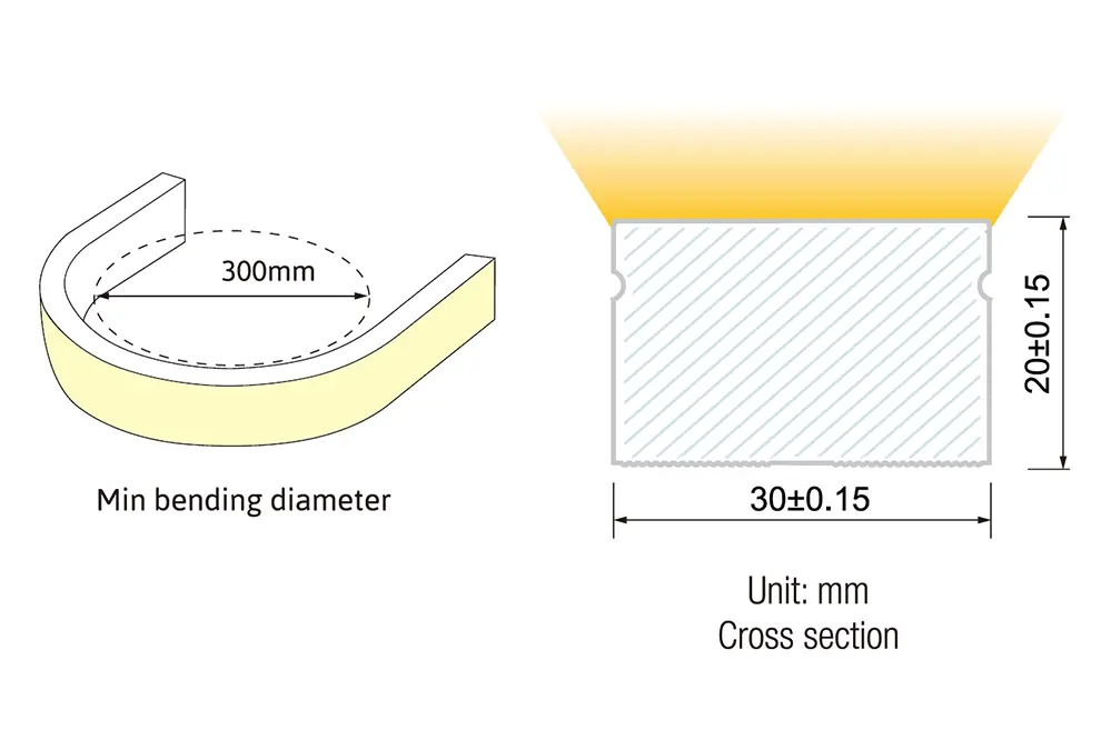 UTNS-TB3020 Top Bend LED Neon Strip