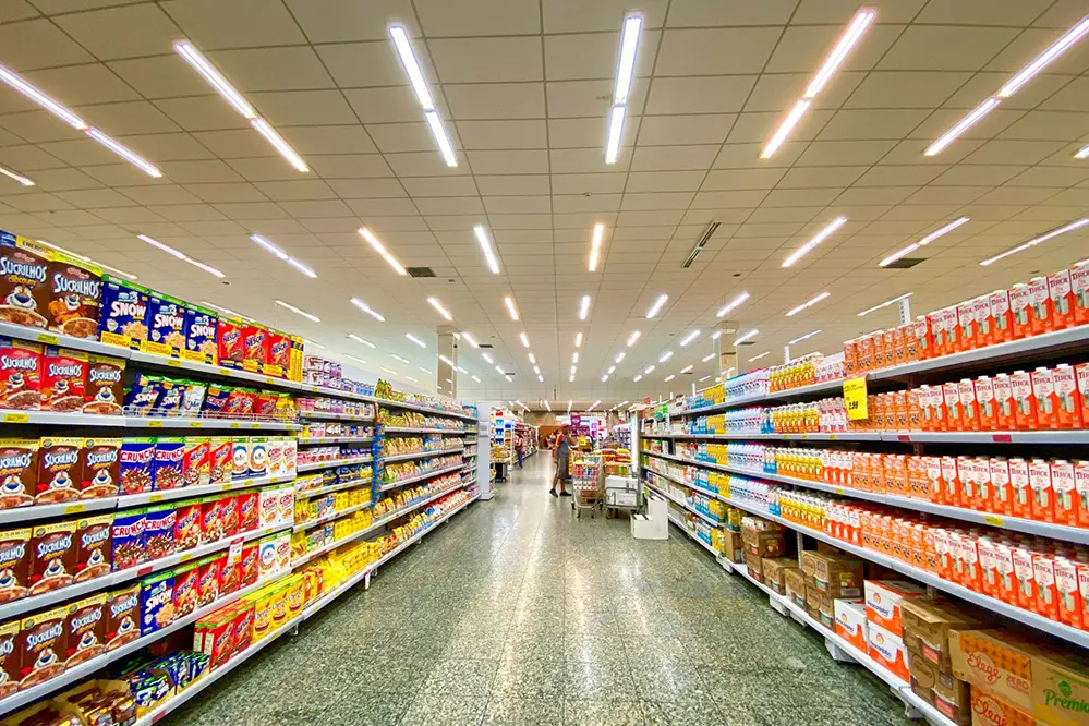 fluorescent tube in supermarket