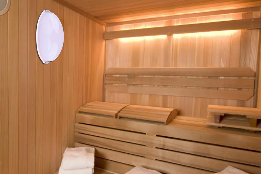 white light sauna room